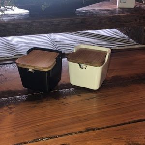 Salt and pepper holder farmhouse design wood top